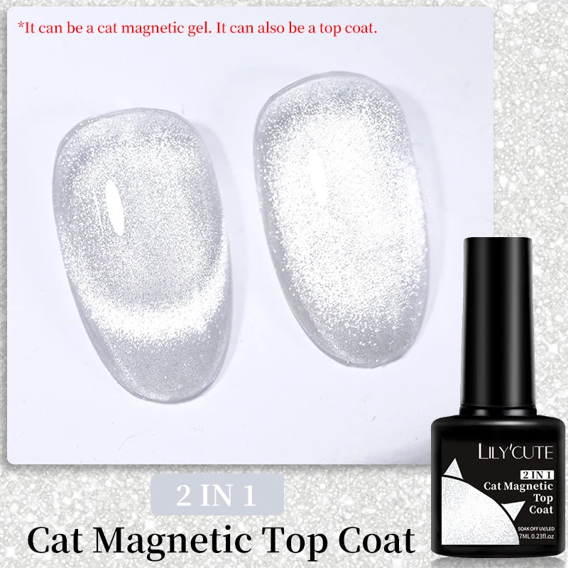 LILYCUTE 9D Rainbow Glitter Cat Magnetic Nail Gel Polish Snowlight Semi Permanent Soak Off Sparkling Nail Varnish