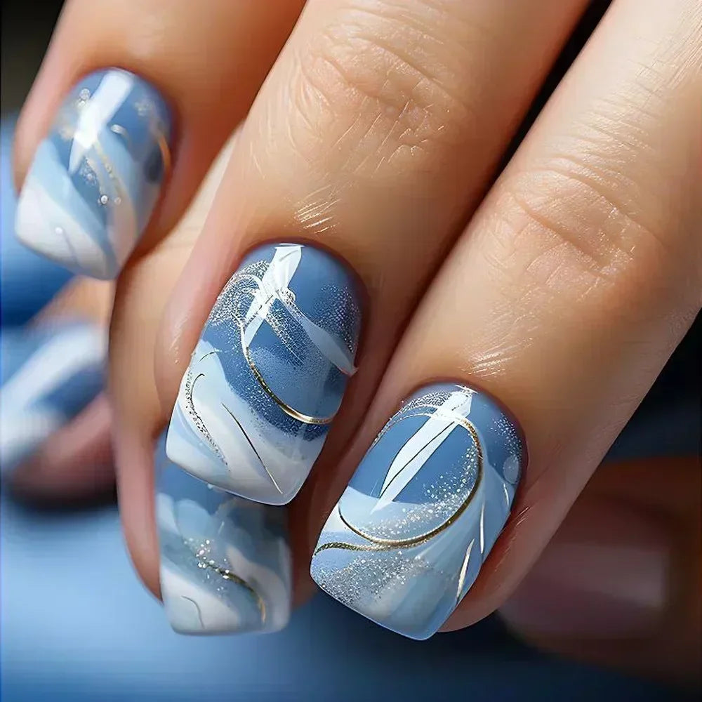 24Pcs French Tip Press on Nails Short Coffin False Nails Simple Wearable Fake Nails Frosted Full Cover Press on Nail Tips Art