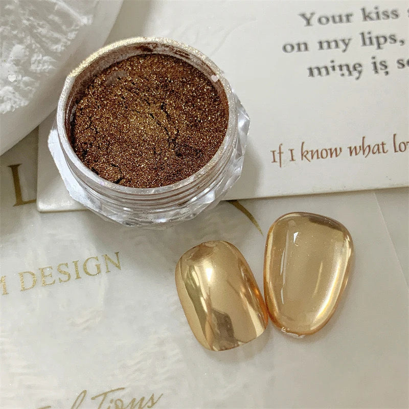 10g/Bottle Pearls White Nail Pigment Glitter Aurora Nail Powder Purple Chrome Glitter Pigment Dust UV Manicure Dip Powder