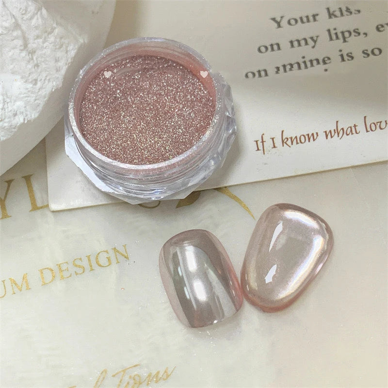10g/Bottle Pearls White Nail Pigment Glitter Aurora Nail Powder Purple Chrome Glitter Pigment Dust UV Manicure Dip Powder