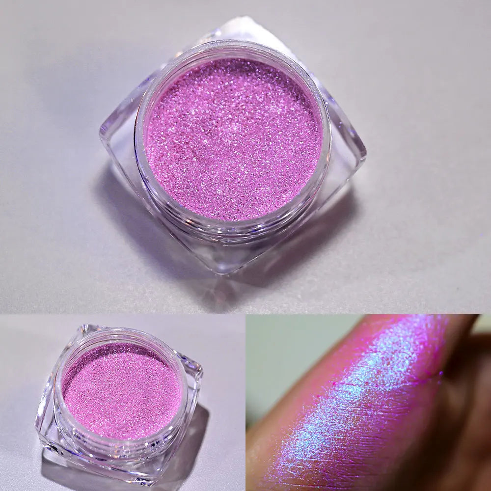 10g/Bottle Pearls White Nail Pigment Glitter Aurora Nail Powder Purple Chrome Glitter Pigment Dust UV Manicure Dip Powder