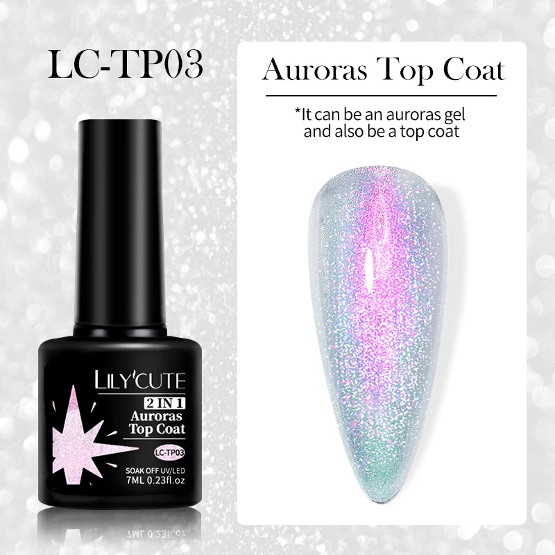 LILYCUTE 9D Rainbow Glitter Cat Magnetic Nail Gel Polish Snowlight Semi Permanent Soak Off Sparkling Nail Varnish