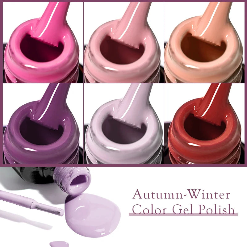 10PCS Coffee Color Gel Nail Polish Set Brown Earth Semi Permanent UV Gel Chocolate Autumn Winter Soak Off Nail Art Gel Varnish