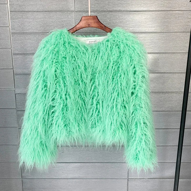 Women Fashion Faux Fur Coats Vintage Solid Loose Warm Flurry Coats Autumn Winter Lady Fashion Thick Streetwear Fur Jacket