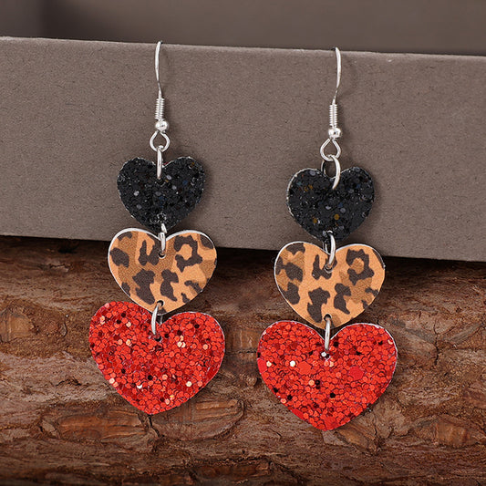 Heart Leather Drop Earrings