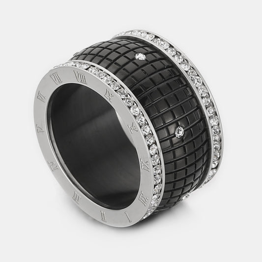 Inlaid Rhinestone Stainless Steel Ring