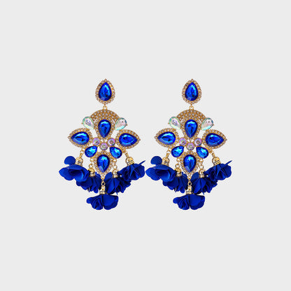 Flower Shape Rhinestone Alloy Dangle Earrings