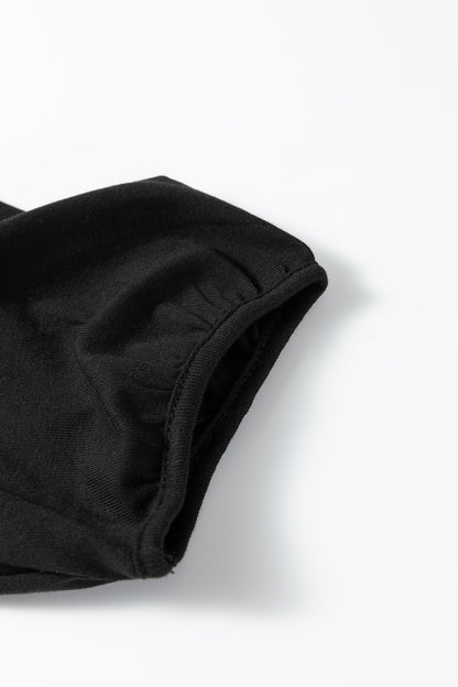Black Short Sleeve Knit Top Patchwork Pleated Long Dress