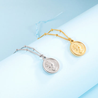 Stainless Steel Coin Pendant Necklace