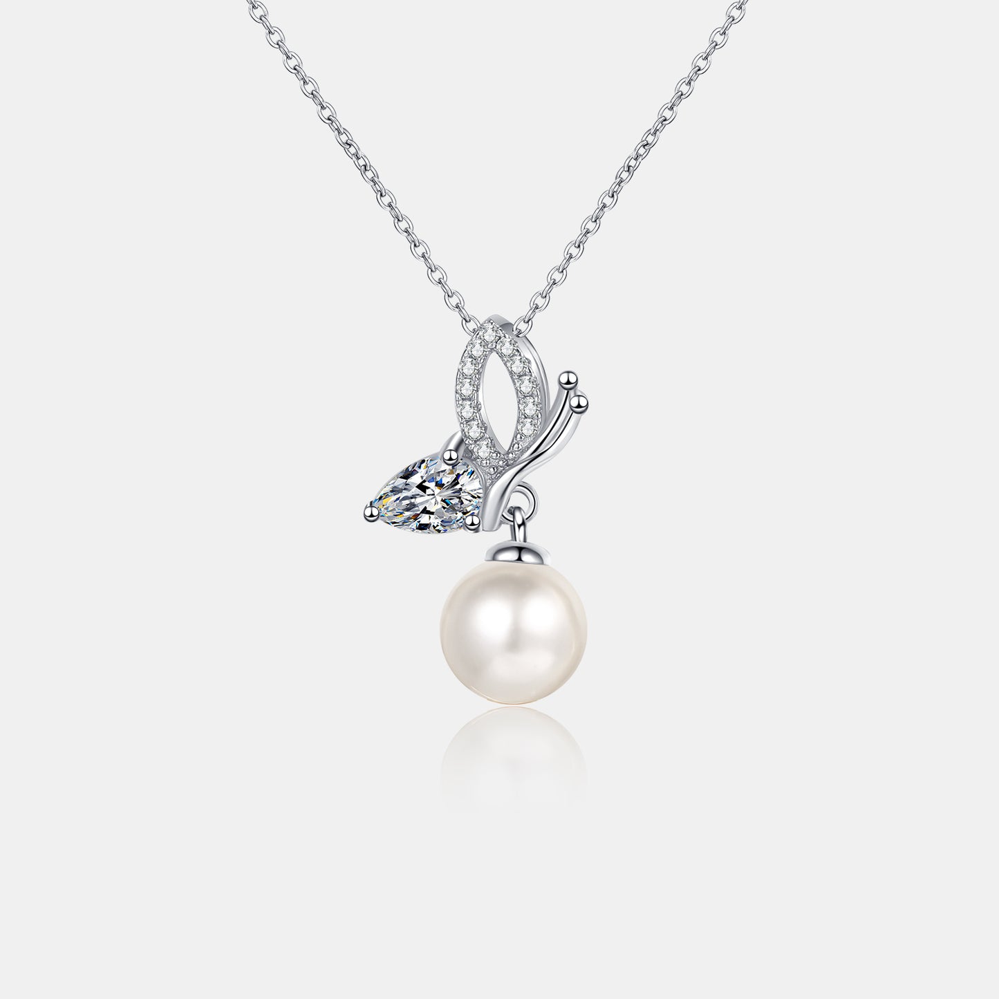 Natural Pearl Pendant Moissanite 925 Sterling Silver Necklace