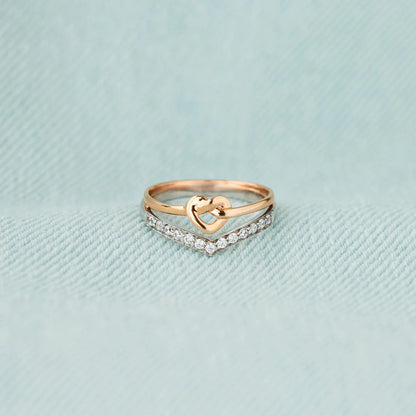 Knotted Heart Shape Inlaid Zircon Ring