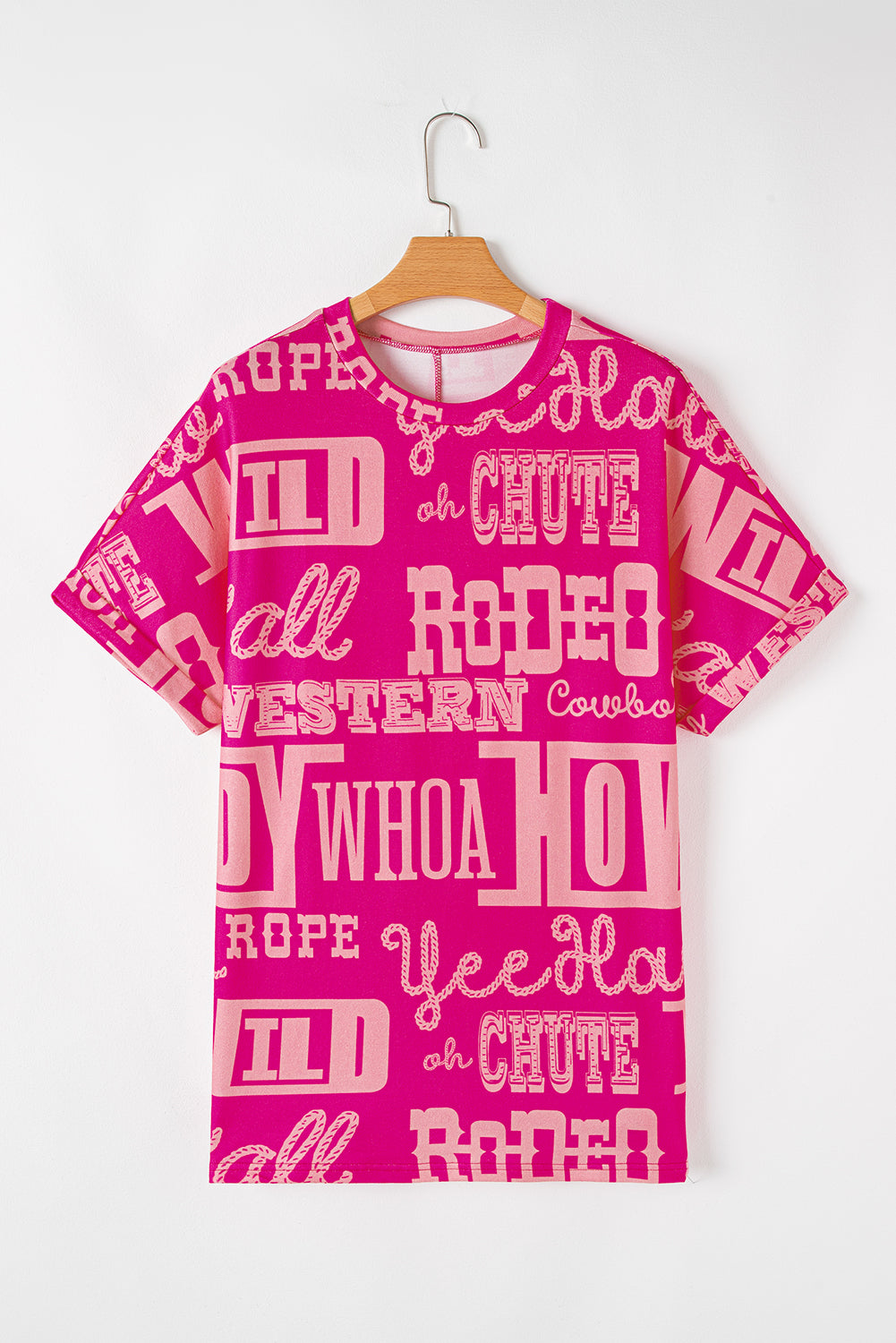 Rose Howdy Cowboy Letter Printed Western Fashion Tee