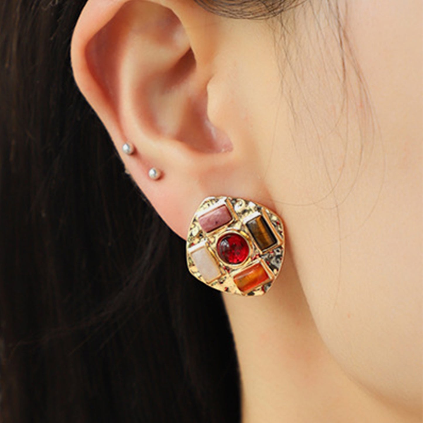 Heart & Geometric Alloy Earrings