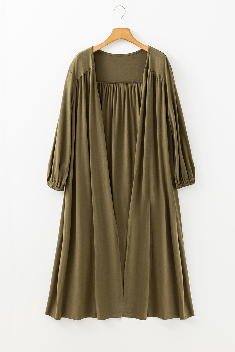 Green Lightweight Long Sleeve Open Front Duster Cardigan