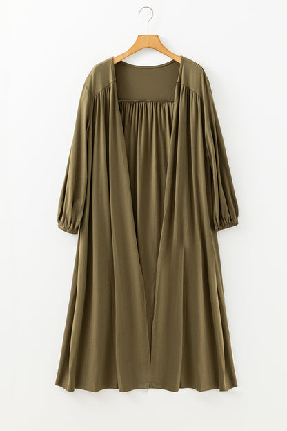Green Lightweight Long Sleeve Open Front Duster Cardigan