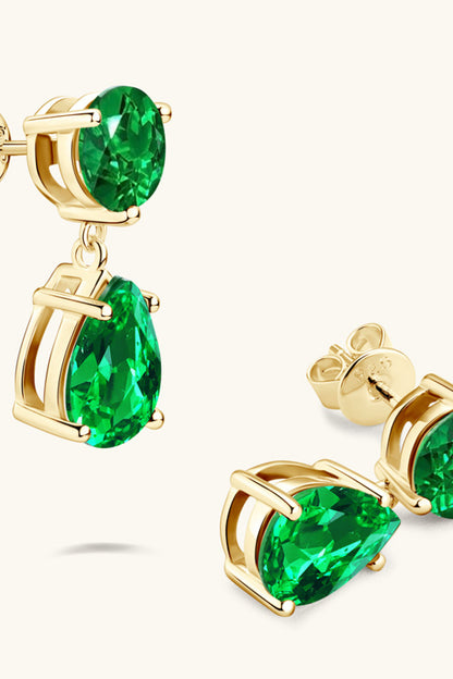 Lab-Grown Emerald Drop Earrings