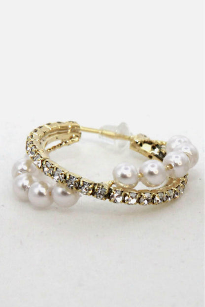 Alloy Pearl Hoop Earrings