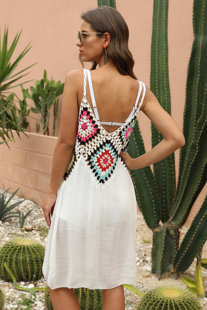 Openwork Sleeveless Embroidery Dress