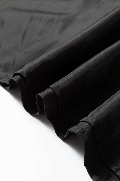 Black Short Sleeve Knit Top Patchwork Pleated Long Dress
