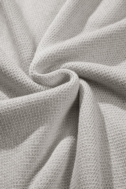 Light Grey Quarter Zip Short Batwing Sleeve Sweater