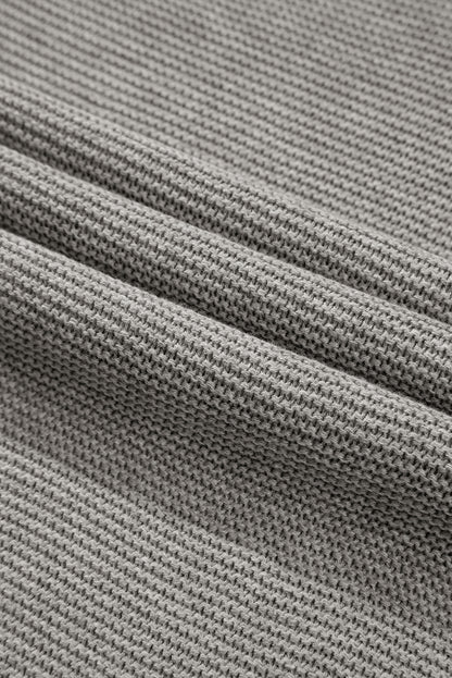 Medium Grey High Neck Short Bat Sleeve Sweater