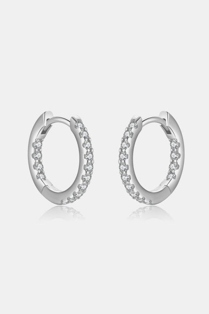 Inlaid Zircon 925 Sterling Silver Huggie Earrings