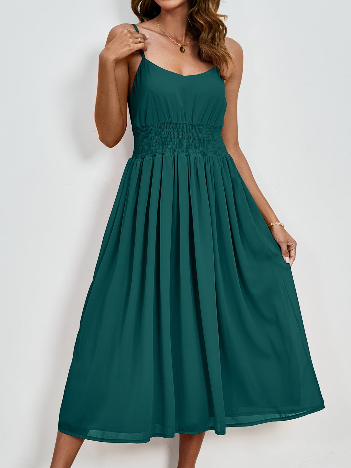 Scoop Neck Midi Cami Dress