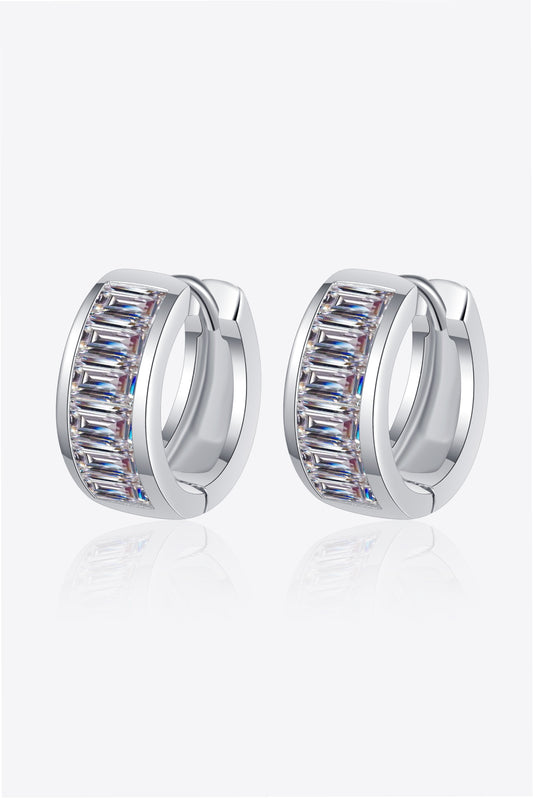 1.8 Carat Moissanite 925 Sterling Silver Huggie Earrings