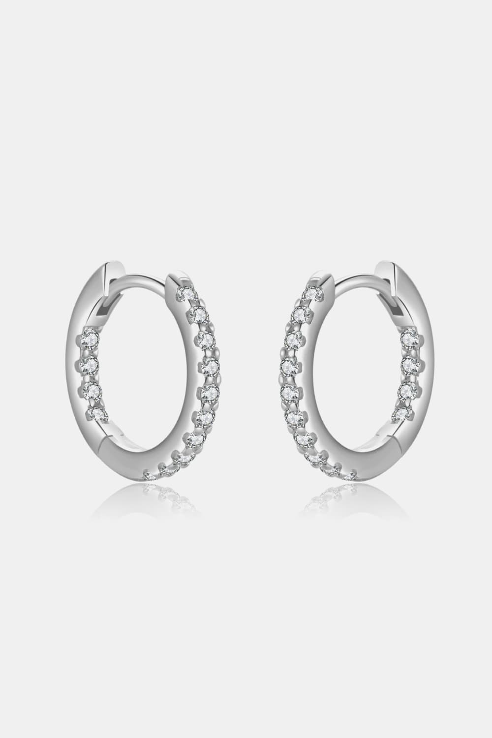 Inlaid Zircon 925 Sterling Silver Huggie Earrings