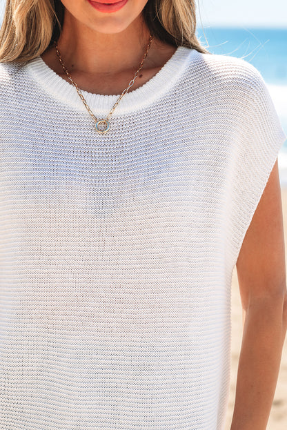 Sachet Pink Solid Color Sweater Tee with Side Slits