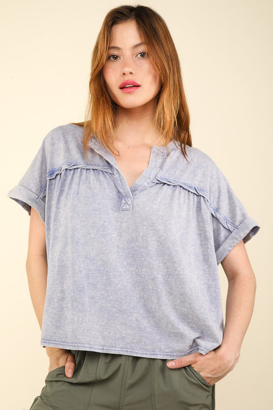 VERY J Nochted Short Sleeve Washed T-Shirt