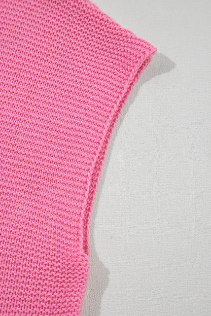 Sachet Pink Solid Color Sweater Tee with Side Slits