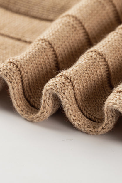 Brown Exposed Seam Ribbed Knit Dolman Top