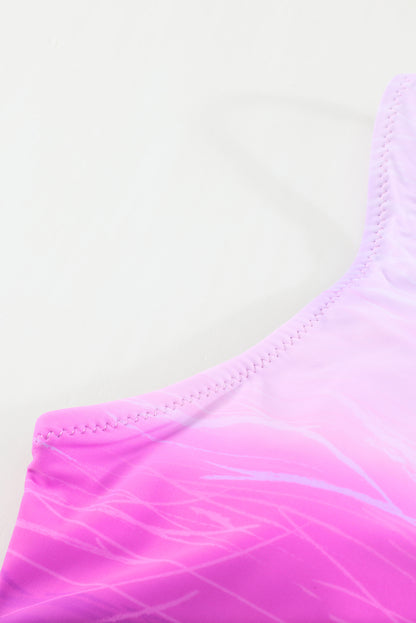 Purple Gradient Criss Cross Back One Piece Swimsuit