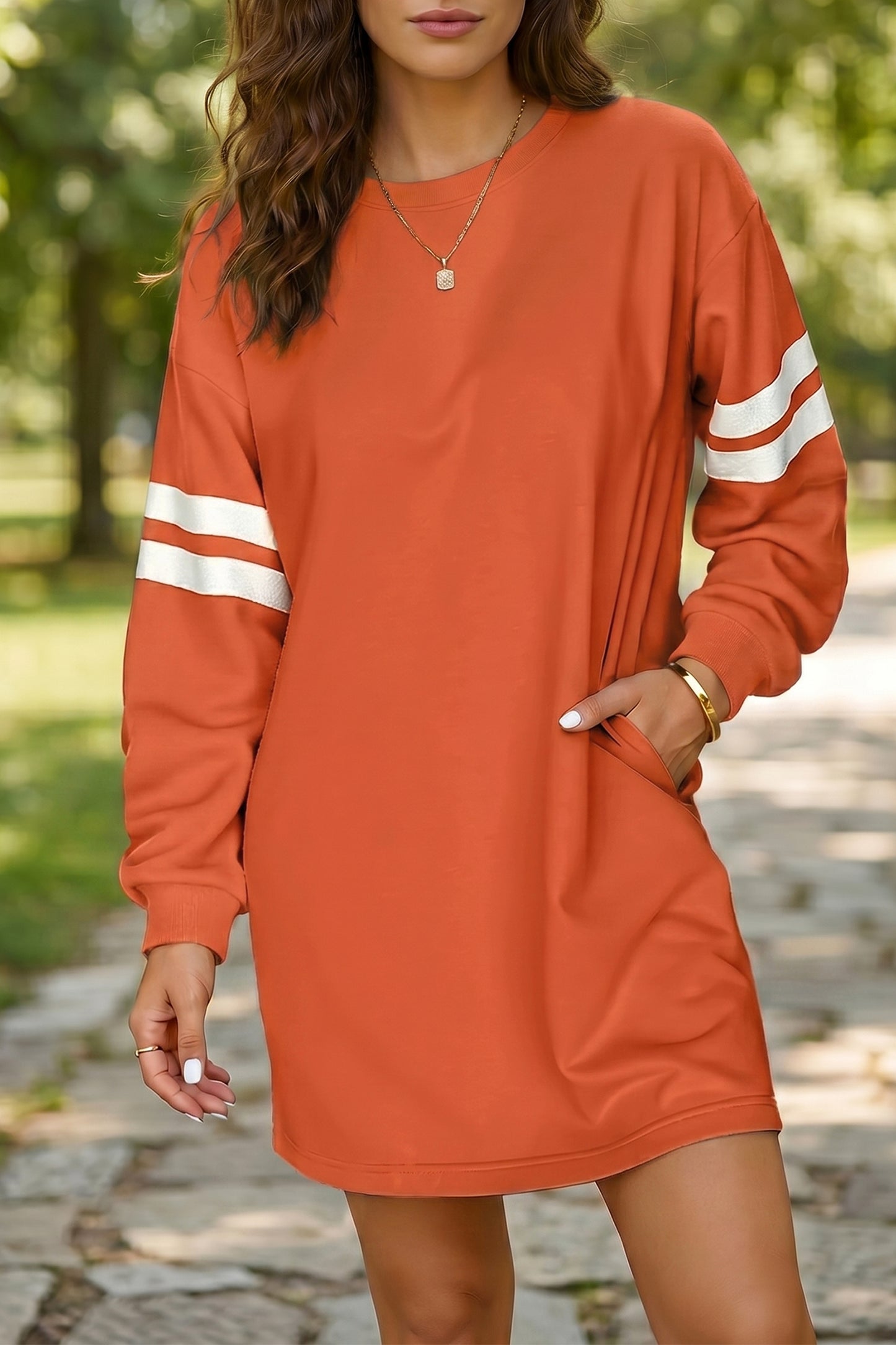Black Varsity Contrast Banded Sleeve Shift Sweatshirt Dress