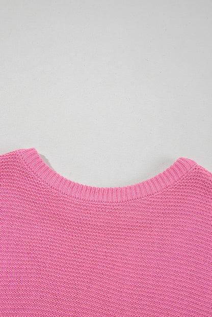 Sachet Pink Solid Color Sweater Tee with Side Slits
