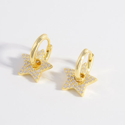 925 Sterling Silver Zircon Star Earrings