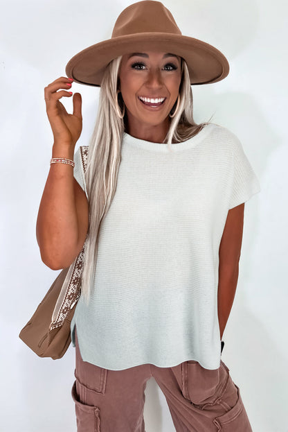 Sachet Pink Solid Color Sweater Tee with Side Slits