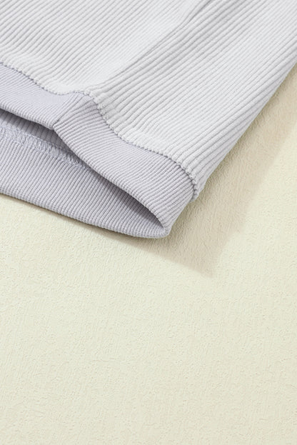 Light Grey Ribbed Corded Oversized Sweatshirt