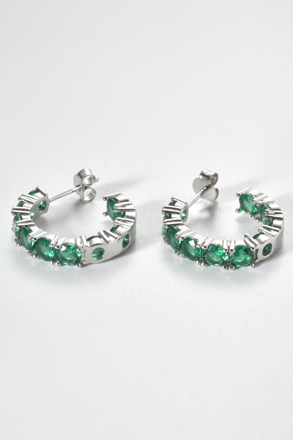 Inlaid Zircon C-Hoop Earrings