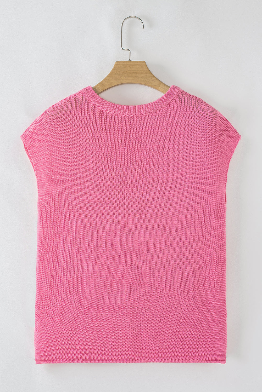 Sachet Pink Solid Color Sweater Tee with Side Slits