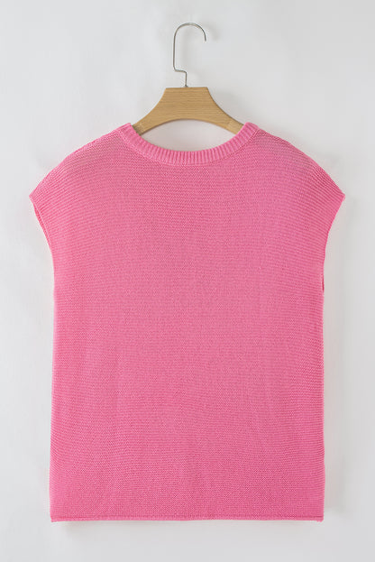 Sachet Pink Solid Color Sweater Tee with Side Slits