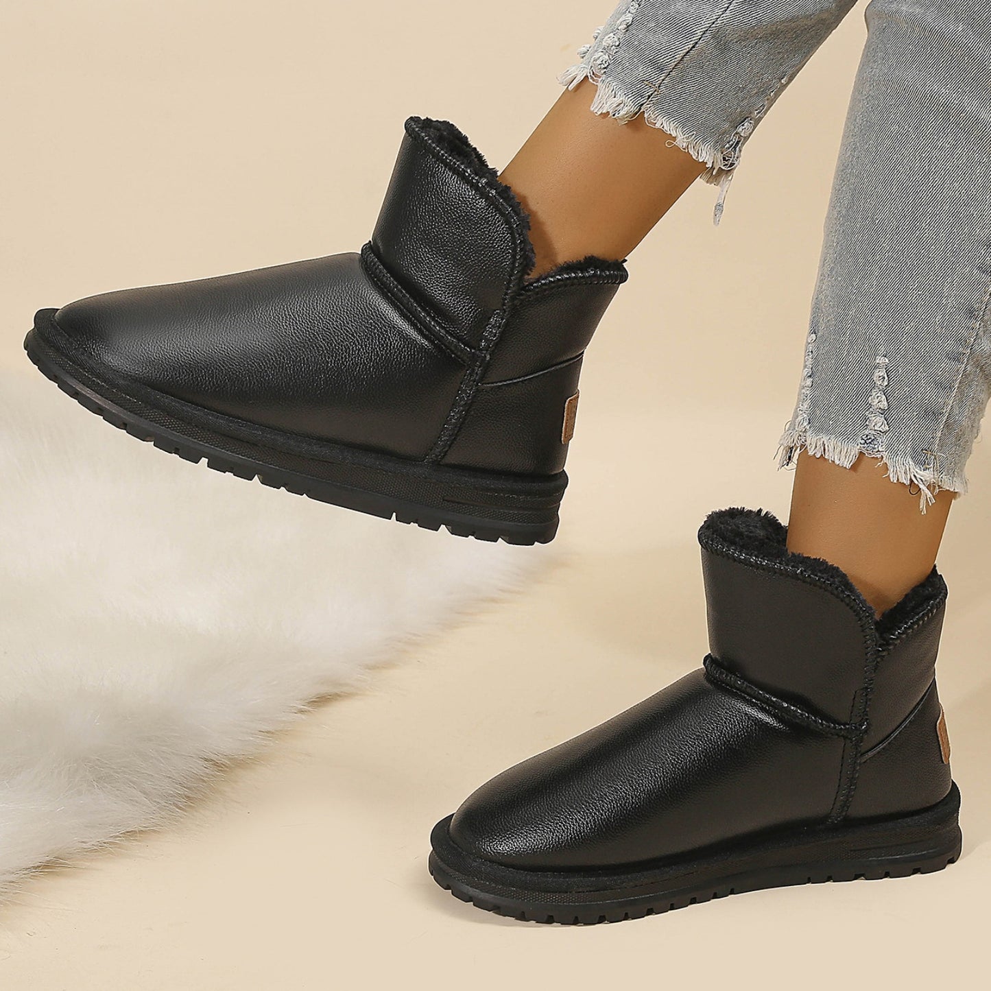 PU Leather Platform Thermal Boots