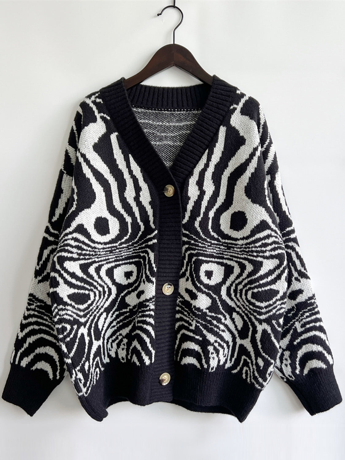 Abstract Pattern Button Down Cardigan