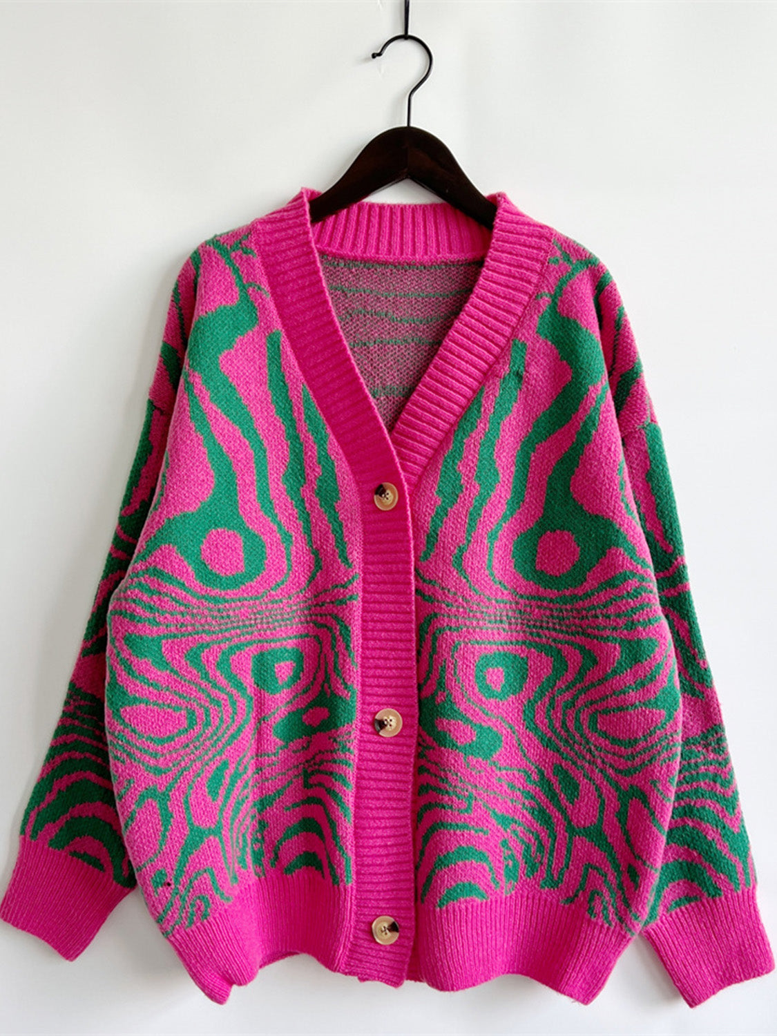 Abstract Pattern Button Down Cardigan