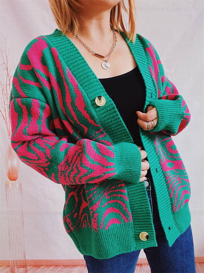 Abstract Pattern Button Down Cardigan