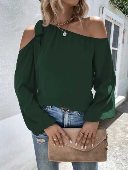 Cold-Shoulder Long Sleeve Blouse