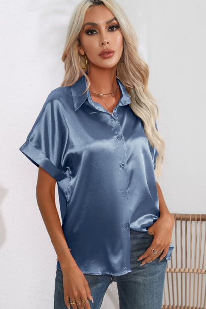 Collared Neck Short Sleeve Shirt