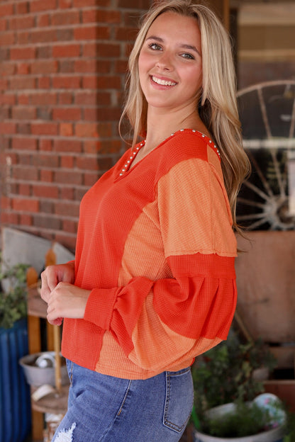 Color Block V-Neck Top