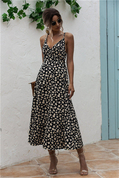 Daisy Print Surplice Midi Cami Dress